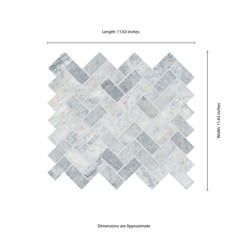 Terra Bella Herringbone 12 in. x 12 in. Honed Marble Mosaic Floor and Wall Tile
