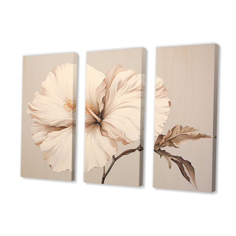Ensemble de décoration murale beige Hibiscus - Hibiscus, H 32 po x l 48 po x P 1 po
