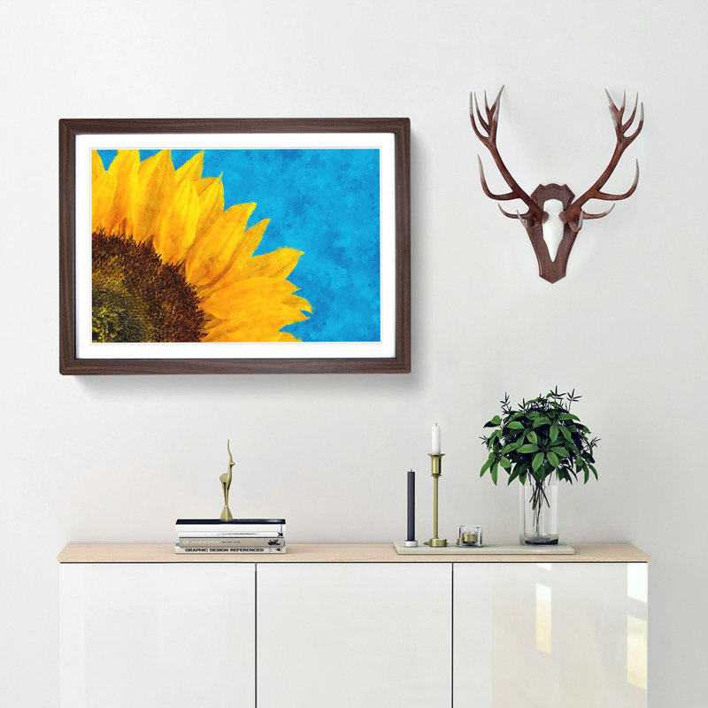 Sunflower at the End of Summer - Picture Frame Graphic Art, 24cm H x 33cm W x 2cm D, Walnut Framed