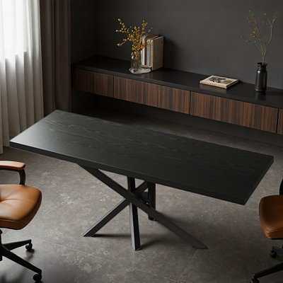 Table de conférence en bois massif, réception de bureau longue