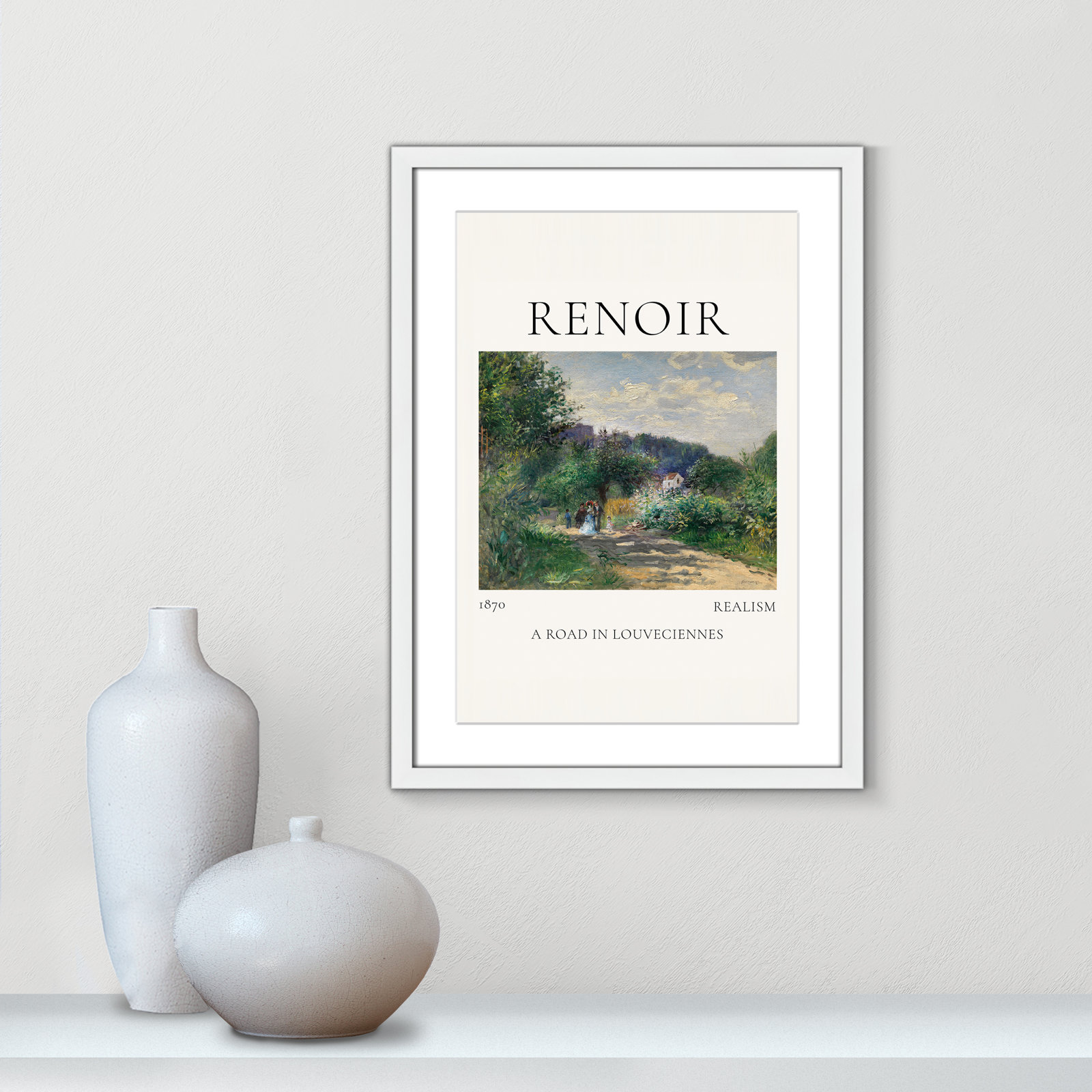 Rocchetto "A Road in Louveciennes" Print, White Single Picture Frame, Yes, 23" H x 17" W x 1.25" D