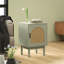 HOMCOM Rattan Bedside Table Adjustable Shelf, Solid Wood Legs, Light Green-364754898