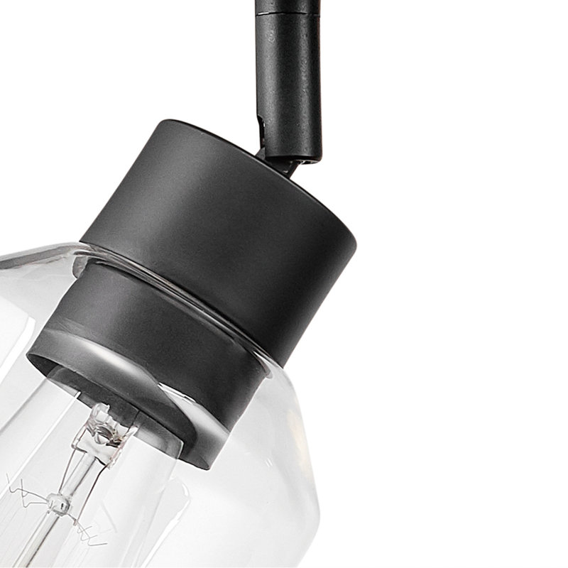 Griffith 25'' Wood and Matte Black 3-Light Track Lighting with Clear Glass Shades