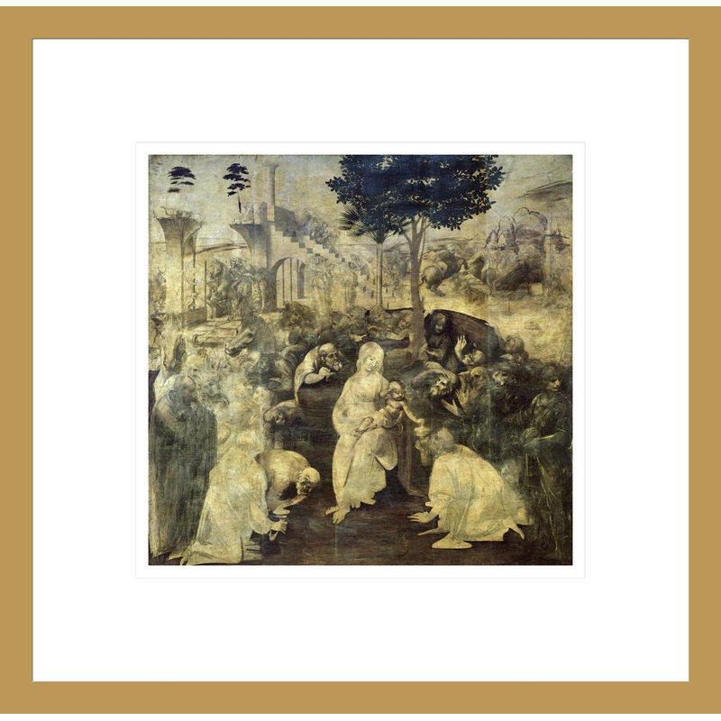 «The Adoration of the Magi» par Leonardo Da Vinci, impression giclée sur cadre, H 13,75 po x l 14,01 po