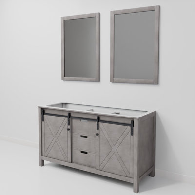 Marsyas 60 in W x 22 in D Double Bath Vanity and 24 in Mirrors