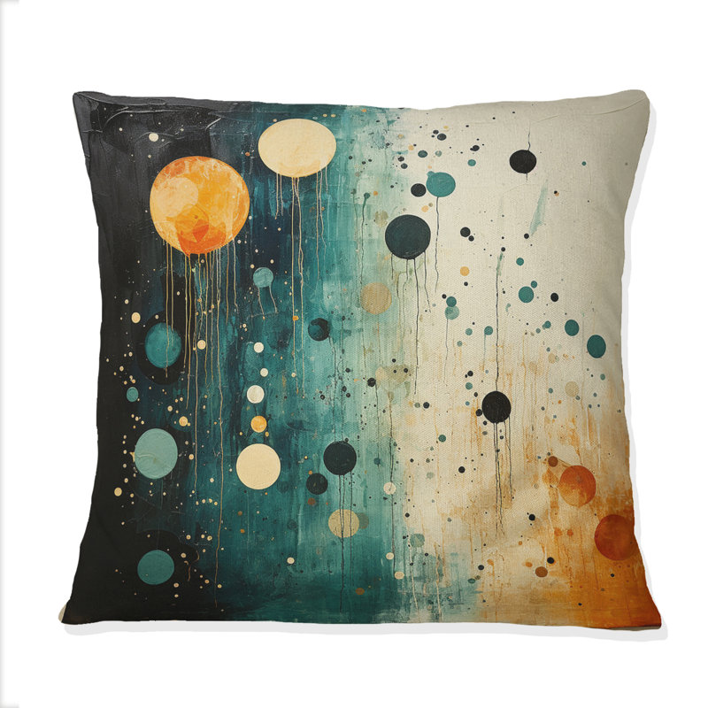 Coussin décoratif bleu sarcelle Mid Century Minimalist Oasis I