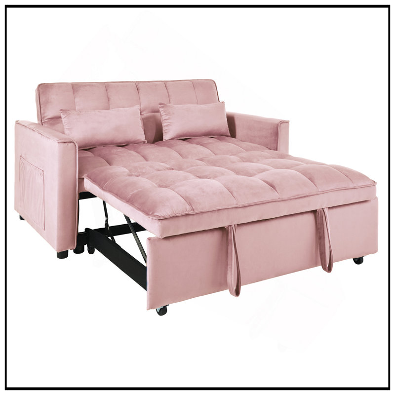 Convertible Sofa Bed, 3-In-1 Pull Out Couch With Reclining Backrest And Pillows For Living Room Or Office