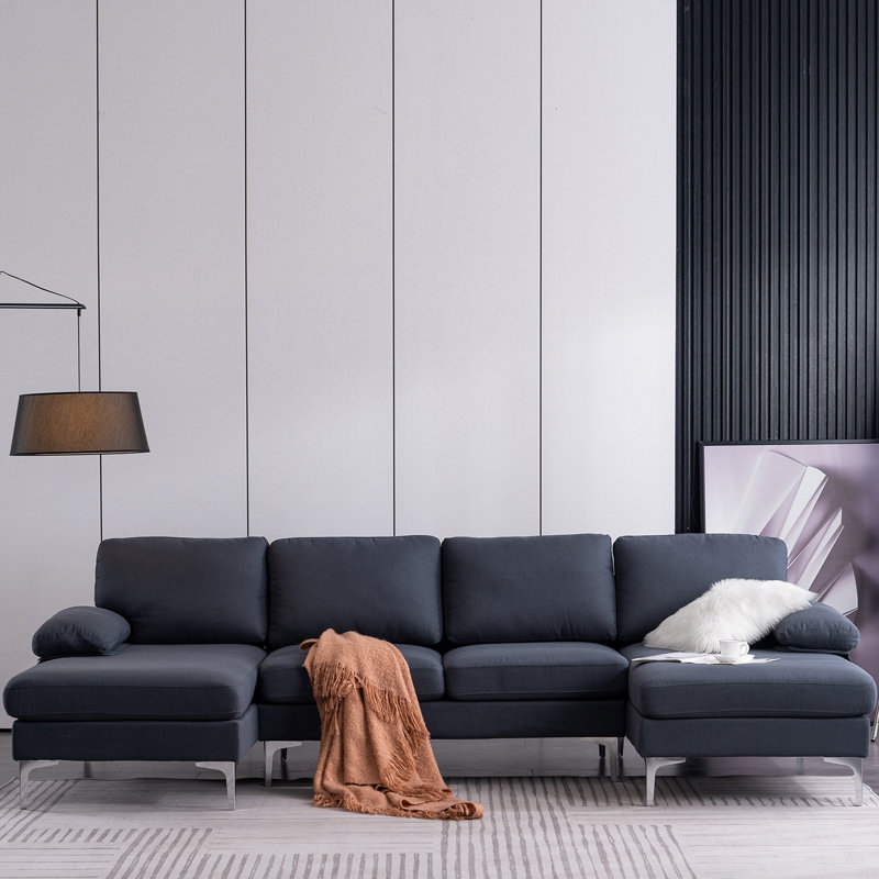 Canapé modulaire rembourré 3 pièces Bronnen, Mélange de lin gris
