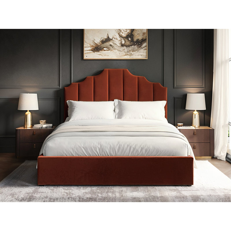 Margot Ottoman Bed Burnt Orange Velvet Double, Kingsize