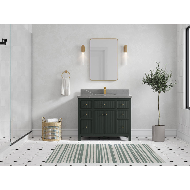 Ensemble de meuble-lavabo simple 42 po, Gris Piatra, Forêt foncée