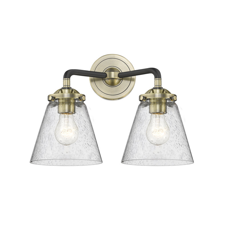 Éclairage pour meuble-lavabo 2 lumières cône Mariel, Incandescent, Grainé, Laiton antique noir