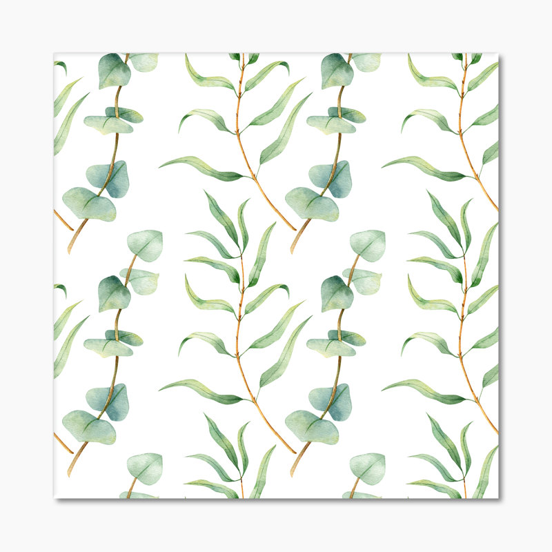 15_Feuilles d'eucalyptus sur fond blanc I - reproduction d'art sur toile traditionnelle, Toile tendue