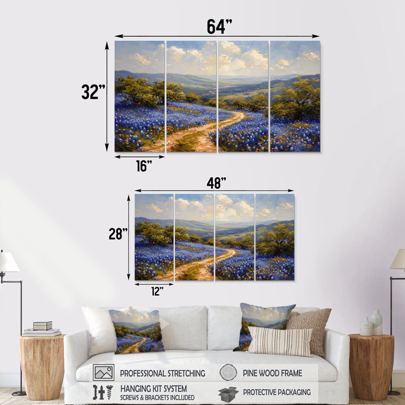 Ensemble d'art mural Futch - Blue Bonnets, H 32 po x l 64 po