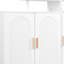 Armoire à chaussures arquée de style crème, blanc, avec tablettes réglables, bureau spacieux et armoire de rangement pratique et élégante, tiroir, pour vestibule, salon, construction