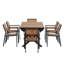 Ensemble repas d'extérieur polyvalent avec table extensible et six chaises confortables-1897585942
