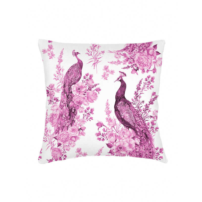 Violet Peacock Haven Linen Pillow 22x22 with Down Insert, Violet, Square 20", Pillow Cover Only - No Insert