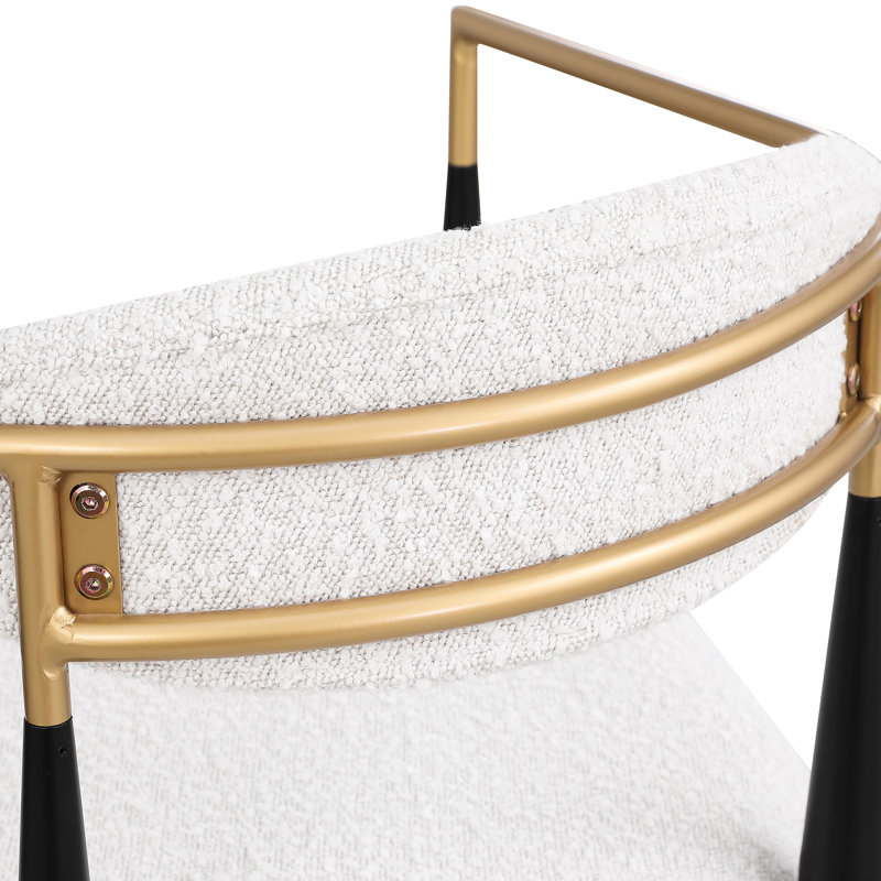 Hauteur de 2 tabourets de comptoir, revêtement beige avec pieds en fer pour la cuisine moderne, capacité de poids de 260 lb convenant à la hauteur de la cuisine, dossier rembourré et capacité de poids
