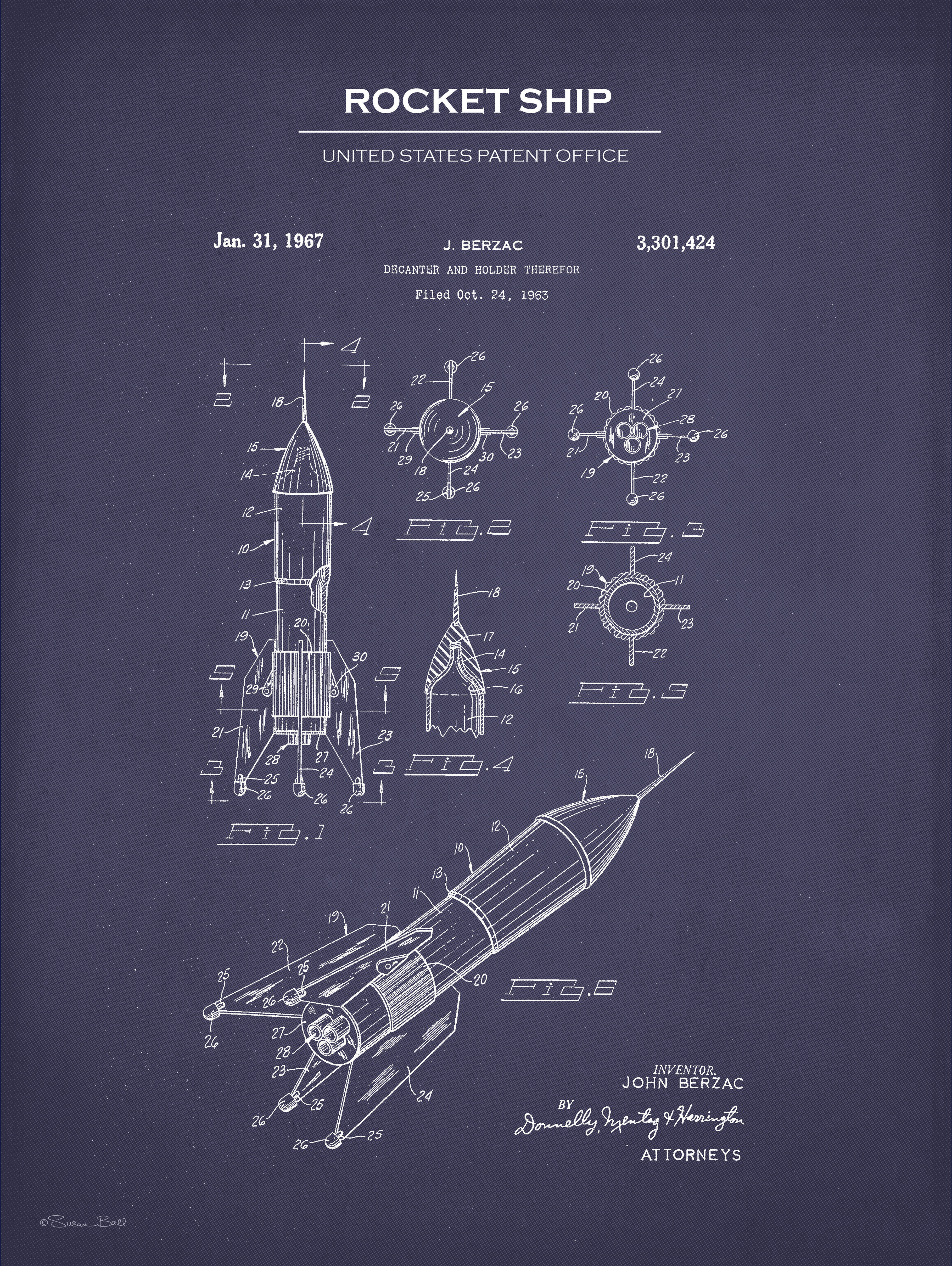 Williston Forge Rocket Ship Patent by Susan Ball | Wayfair