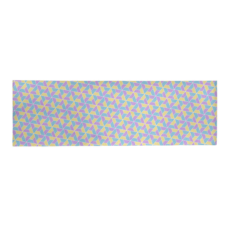 Tapis beige/bleu/mauve surface mauve, Tapis de couloir 2 pi 6 po x 8 pi