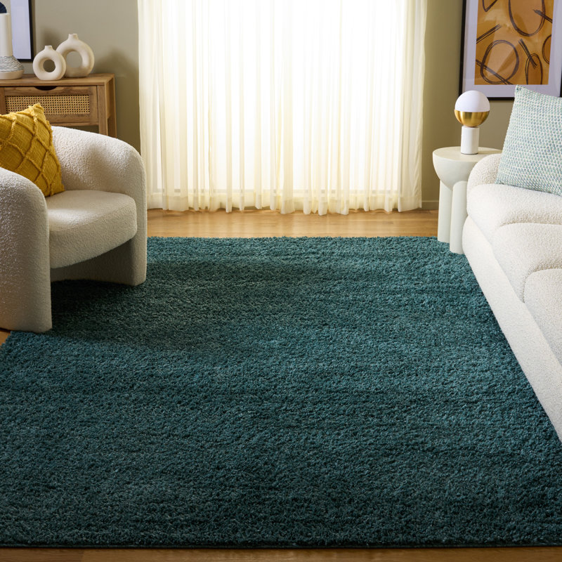 Brittney Performance solid color shag rug, Carré 8 pi, White