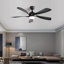 Ventilateur de plafond moderne de 52 pouces avec moteur à courant continu réversible à télécommande 3 pales à intensité variable de 5 couleurs avec lumière DEL pour la maison-222118988-222118990