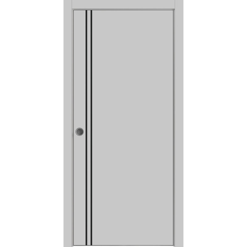 Portes françaises en bois massif massif, Gris mat, 42 po x 96 po