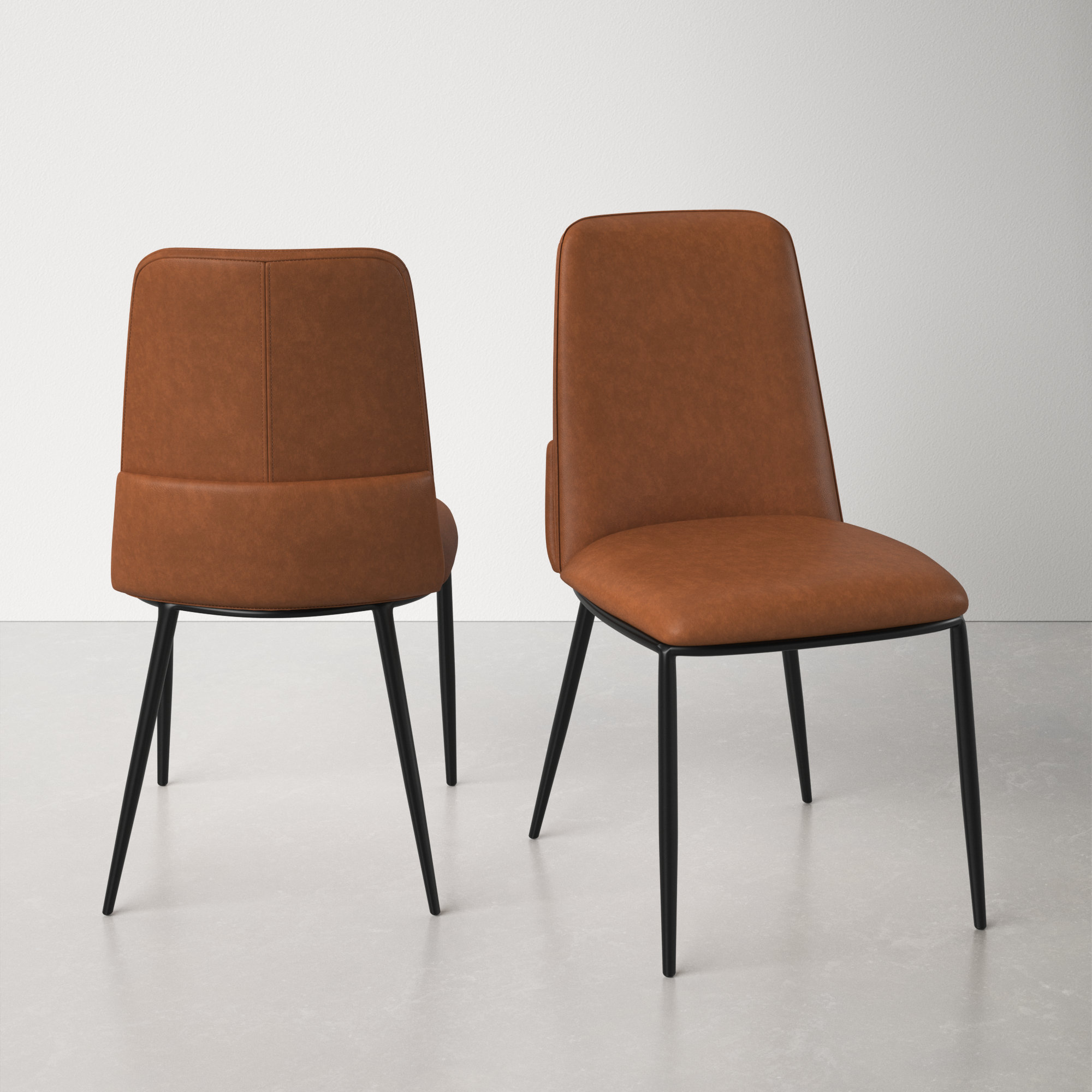 Welles Leather Upholstered Side Chair, Brown Pebbled Top Grain Leather