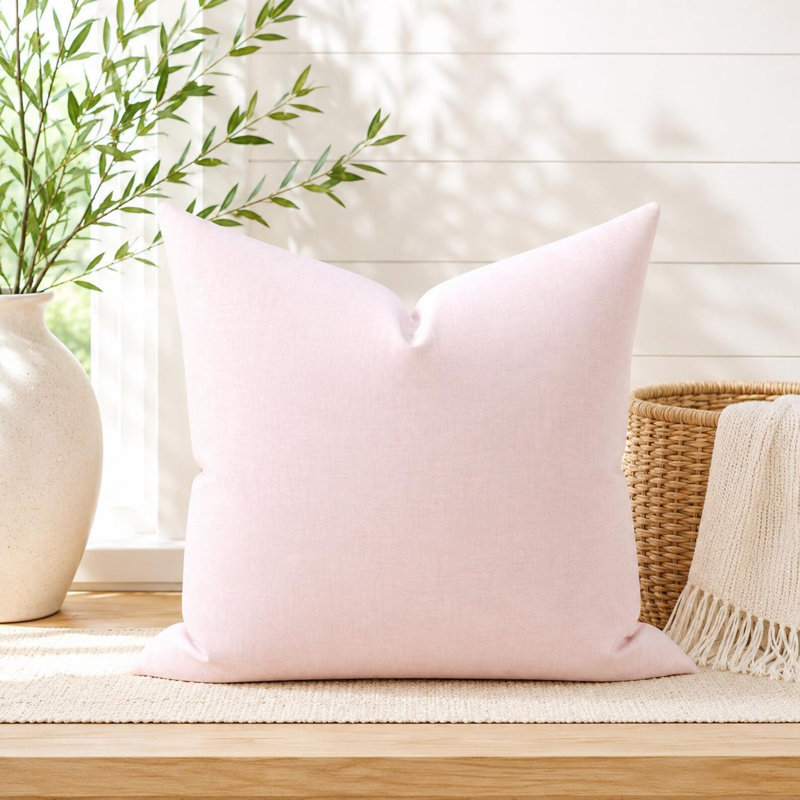 Housse de coussin en coton rose clair, Square 21"