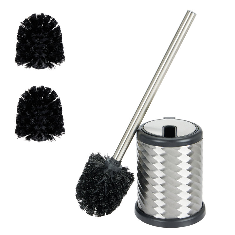 Bath Bliss Self Closing Lid Toilet Brush and Holder 2 Pack Replacement Brushes