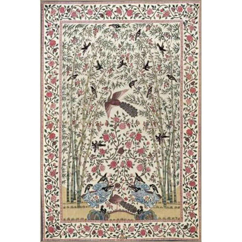 Geometric Traditional Decorative Carpet With Ivy Pattern In Anthracite Colors, Rectangle 4'8" x 6'7"