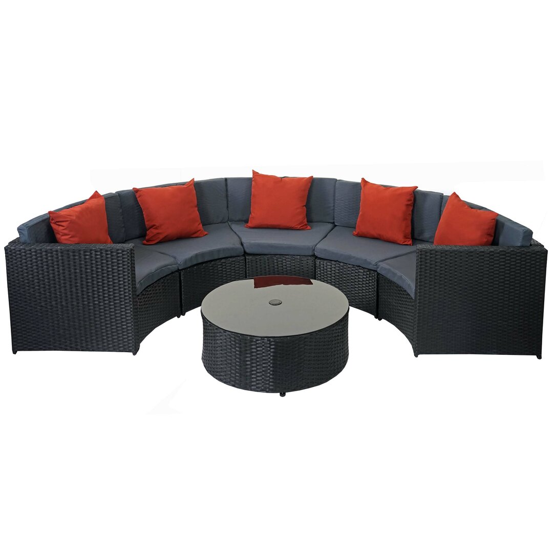 5-Sitzer Lounge-Set Chesham aus Polyrattan mit Polster