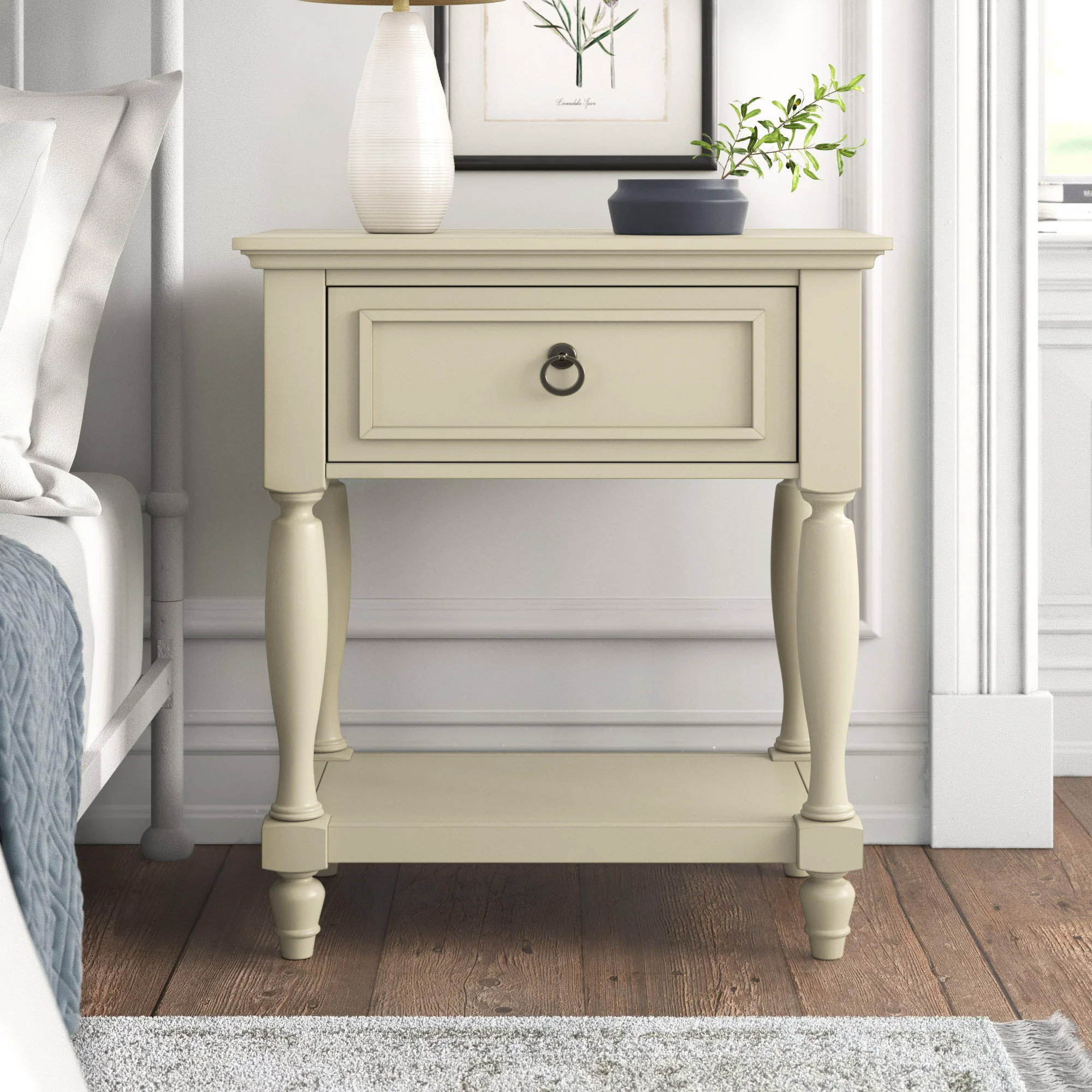 Beachcrest Home Balmer Manufactured Wood + Solid Wood Nightstand