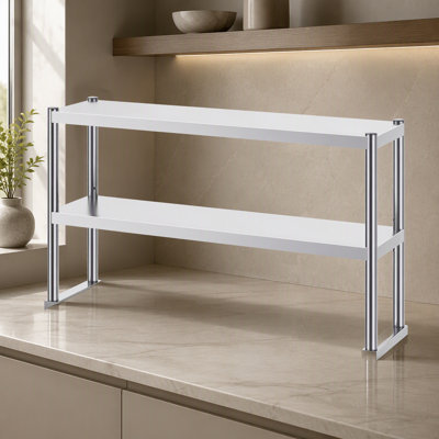 Double surdimensionnée, double surdimensionnée en acier inoxydable, surdimensionnée à deux niveaux de 12 po x 72 po, table de préparation réglable en hauteur pour cuisine, restaurant et atelier