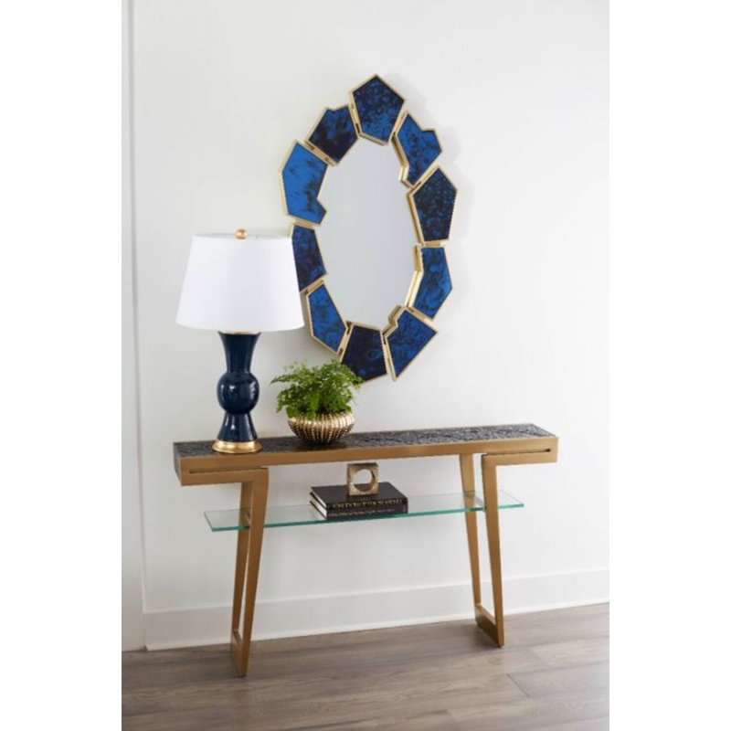 Lucas Novelty Brass Wall Mirror, Antique Midnight Blue