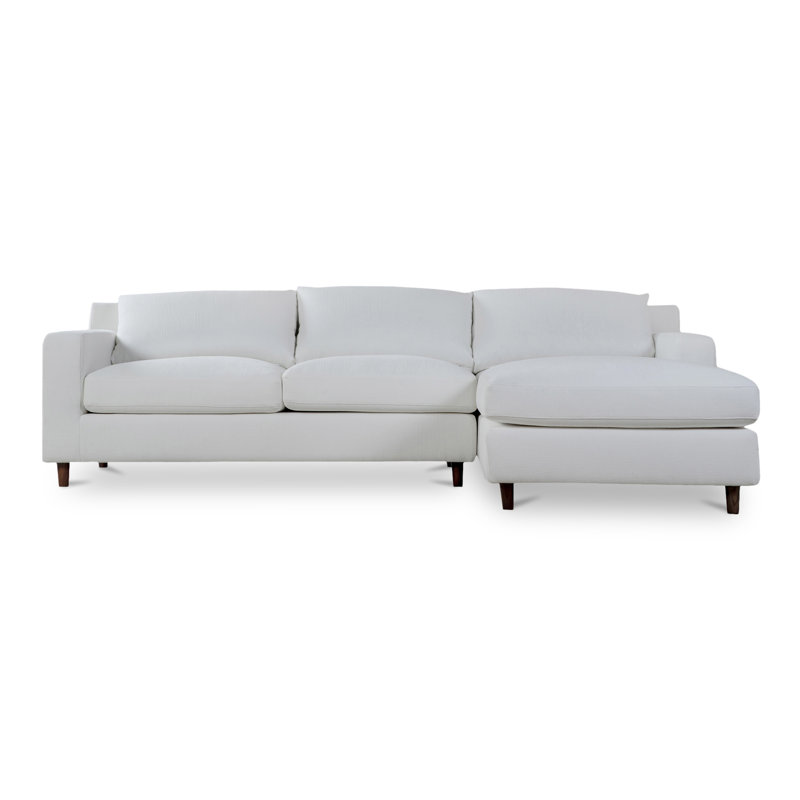 Hutton 2 - Piece Chaise Sectional, White Crypton® Chenille, Right Hand Facing