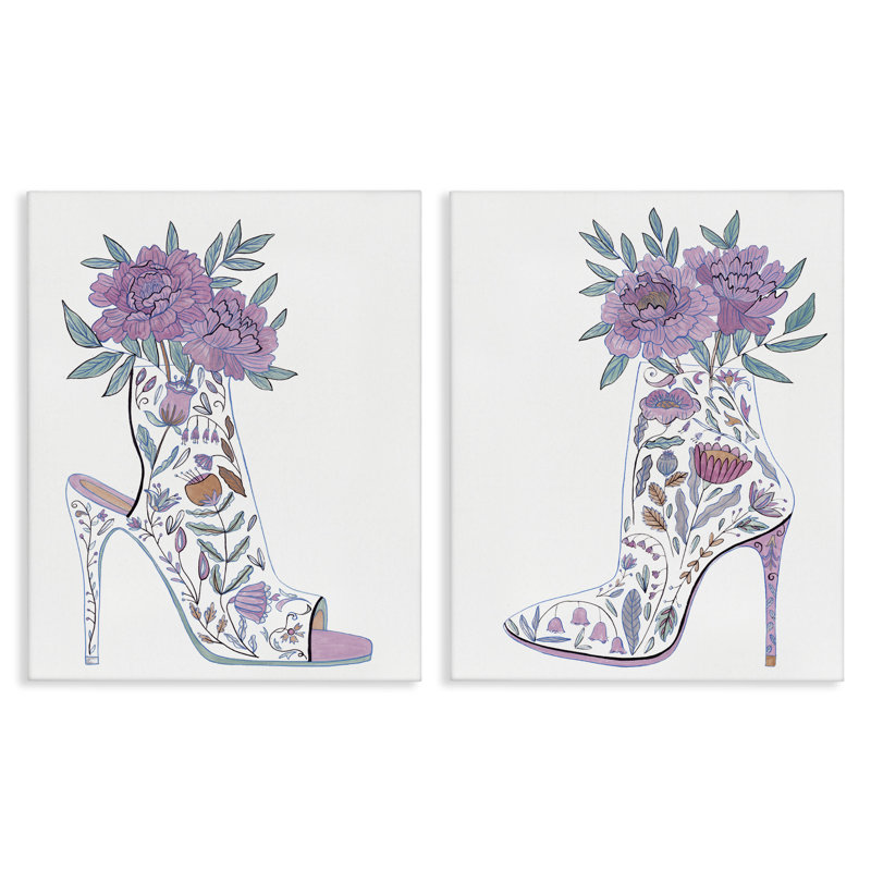 Ensemble de 2 impressions sur toile florales à talon aiguille par Melissa Wang, H 20 po x l 16 po