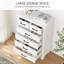 Commode 6 tiroirs pour la chambre à coucher Hayna, commode haute de 45 po avec rangement, commode avec poignées en métal, blanc