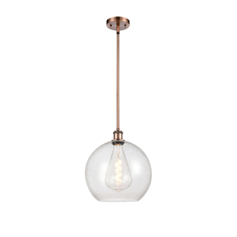Luminaire suspendu sphérique 1 lumière Cindi, H 14,38 po x l 11,75 po x P 11,75 po, DEL, Cuivre antique