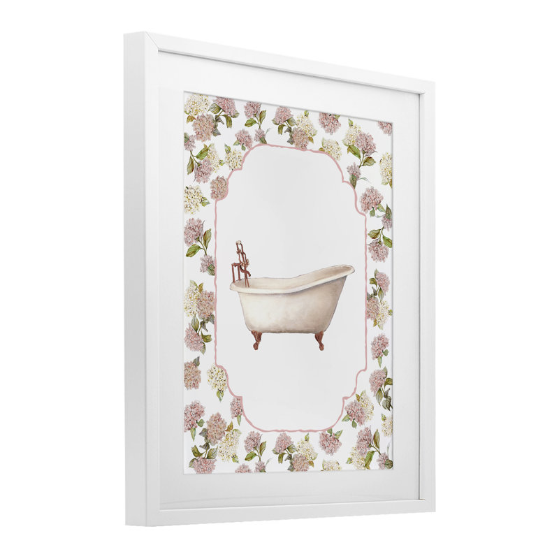 «Elegant Hydrangeas Bathaign», reproduction encadrée sous verre, design par Carol Robinson, H 16 po x l 13 po