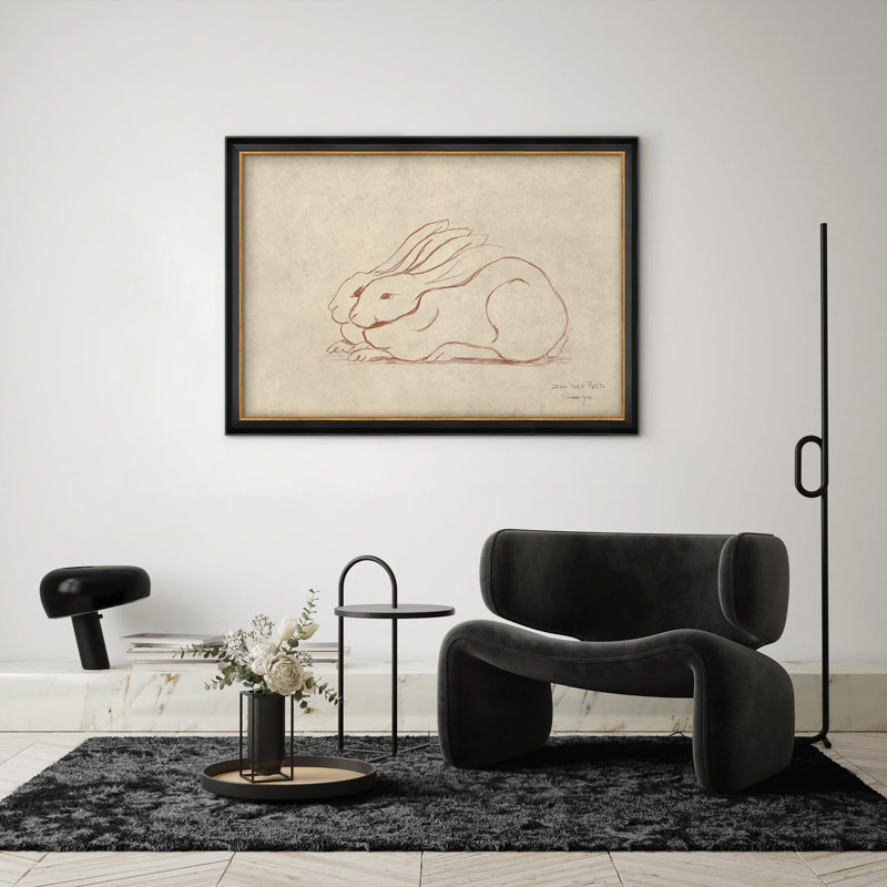 "Minimaliste, ligne rouge, croquis, lapin, illustrations, impressionnisme, décoration murale", Non