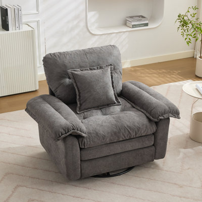  Canapé d'appoint rembourré 360 ° en chenille avec coussin décoratif