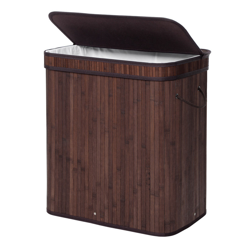 Bamboo Laundry Basket, Brown, 24.4" H x 22" W x 13.8" D