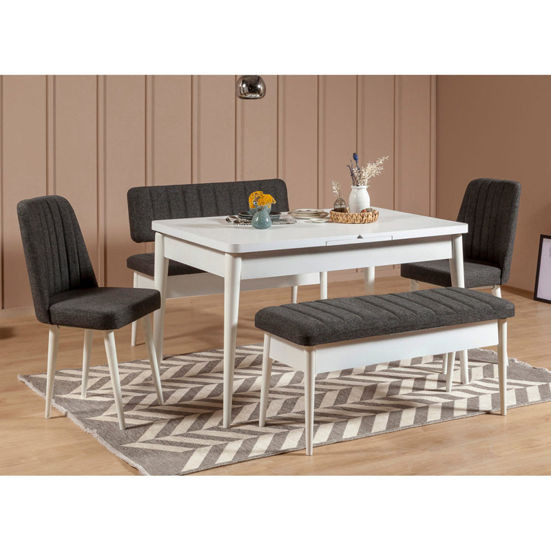 Banc rembourré Helle, Blanc / anthracite