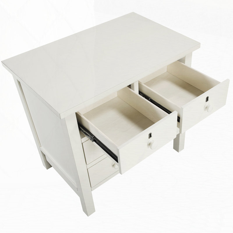 4-Drawer Storage Nightstand, Antique White