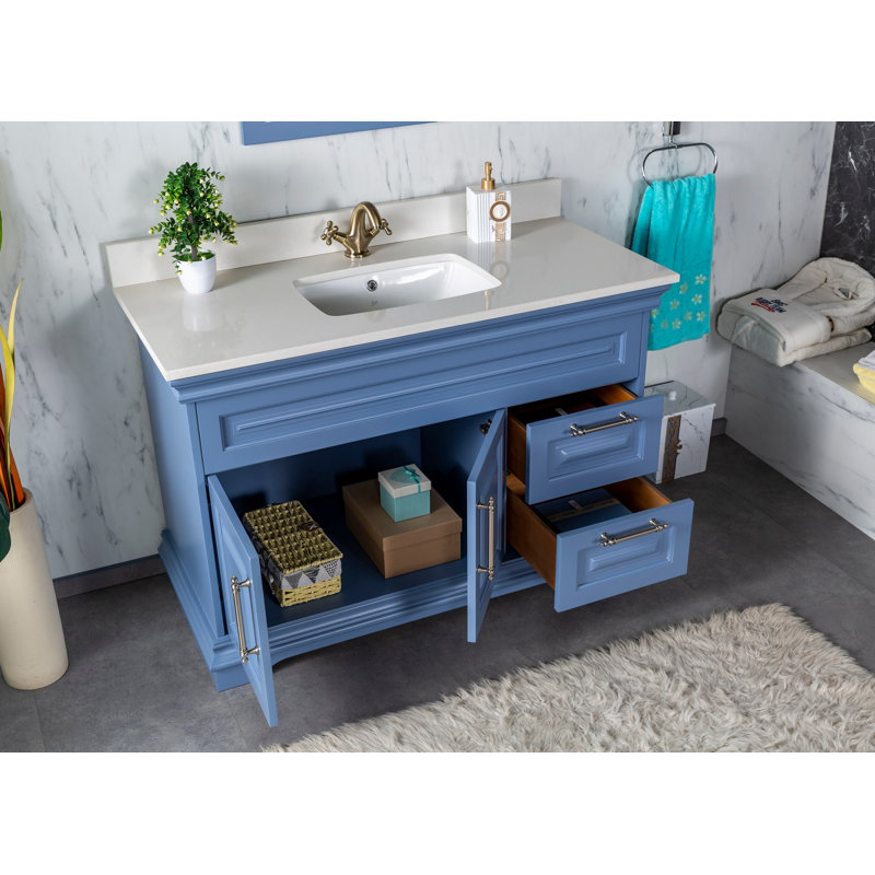 Meuble-lavabo simple Cierrah, Bleu