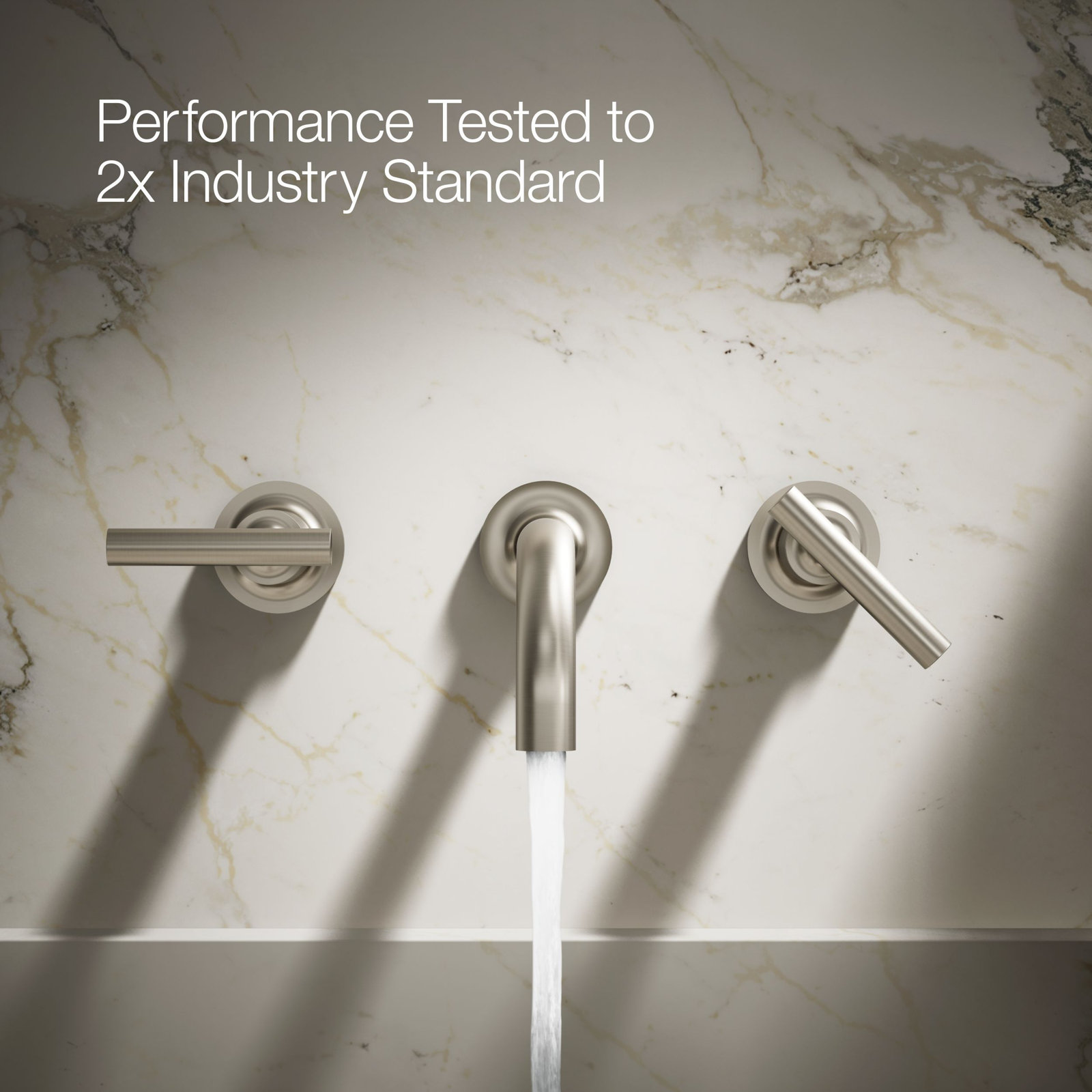 Purist Wall Mounted Bathroom Faucet, Vibrant Brushed Nickel, Lever Handle