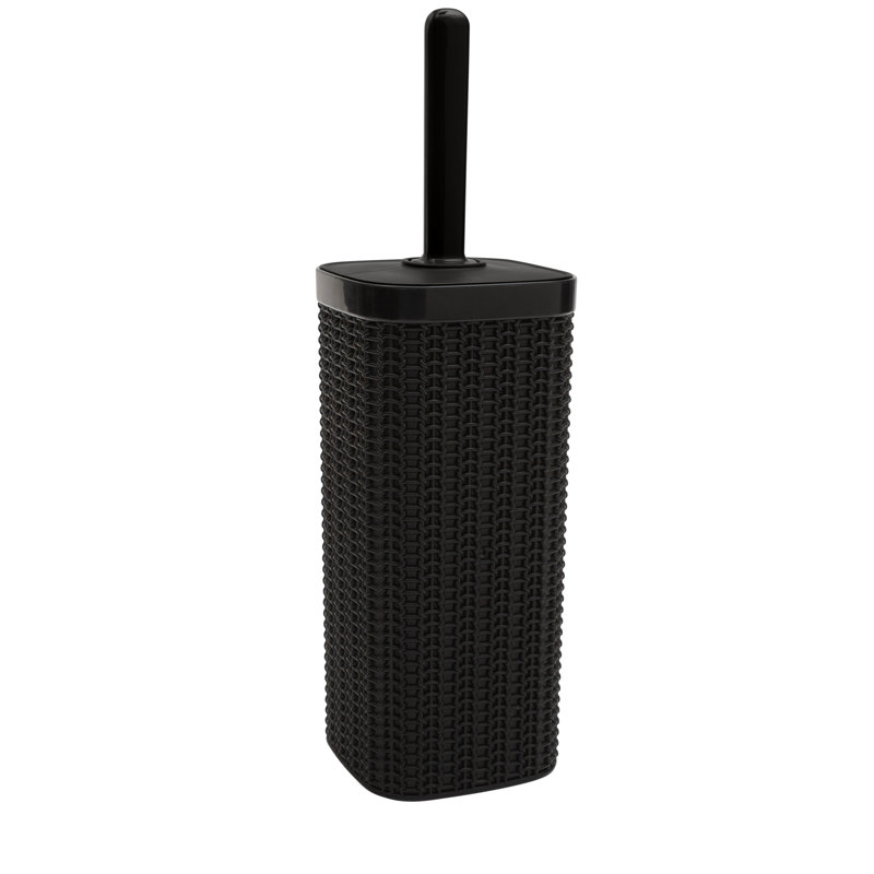 Matte Black Woven Plastic Toilet Brush Set