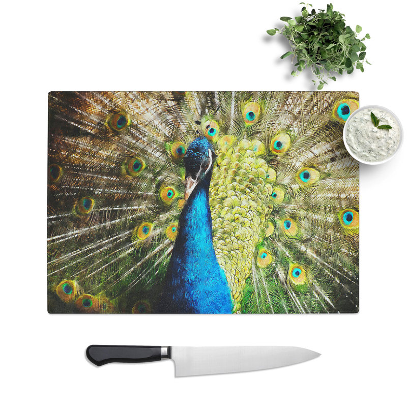 Peacock Vol.2 Painting Chopping Board, 0.4cm H x 28.5cm W x 39cm L