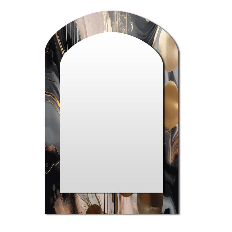 Miroir mural gris et doré captivant, 43 po x 33 po