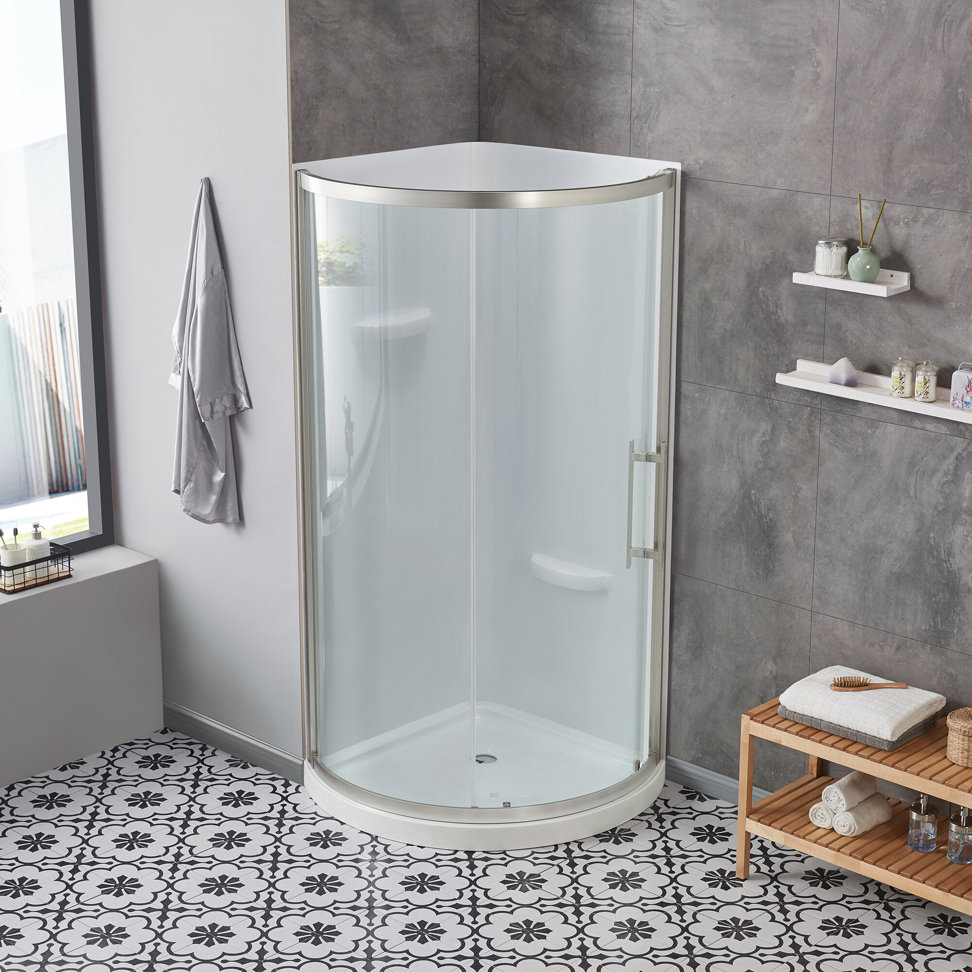 VTI 36 W X 36 D X 72 H Framed Square Shower Enclosure With Base